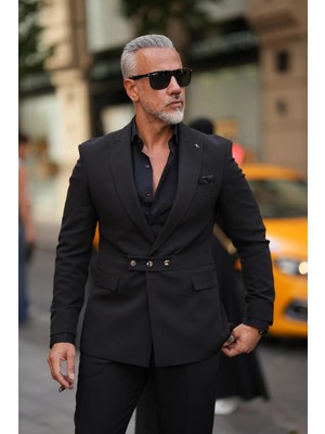 Fc Plus  Sivri Yaka Kuşağı Çıtçıtlı Takım Elbise