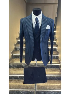 Fc Plus Lacivert Yelekli Takım Elbise Erkek Basic Fit Modeli ile Şık ve Rahat