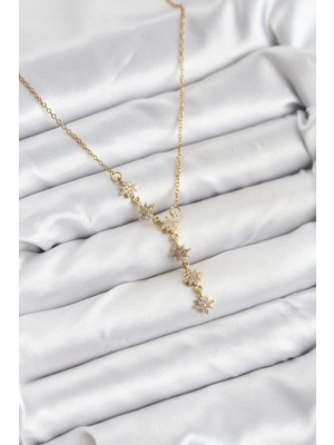 Senka Mey Ithalat® 316L Çelik Zincir Gold Renk Kutup Yıldızı Model Kadın Kolye