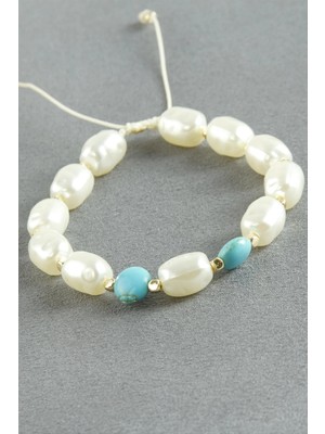 LTG Nova Turkuaz Taşlı Inci Bileklik