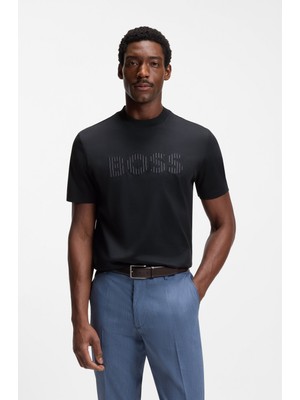 Boss Erkek Logolu Bisiklet Yaka Kısa Kol Standart Lacivert T-Shirt 50560466-404