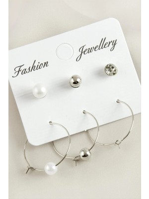 Prativas 6 Adet Inci Halka Taşlı Küpe 2,5 cm