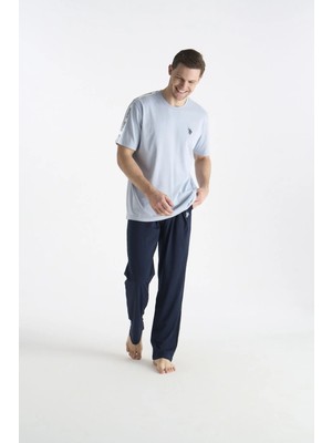 U.s. Polo Assn. 19039 Erkek Mavı Kısa Kollu Yuvarlak Yaka Pijama Takımı