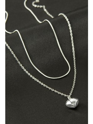 Prativas Papatya Inci Ikili Çelik Kolye