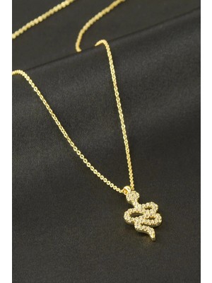 Prativas Yılan Zirkon Taşlı Kolye