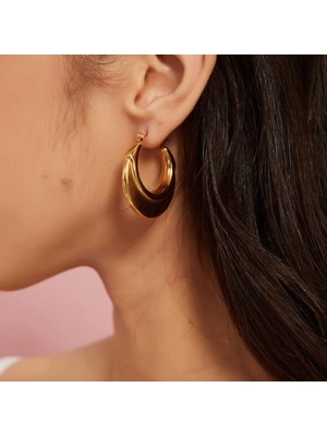 PremiumPort Şık Geometrik Katmanlı Çelik Halka Küpe, Modern Takı Koleksiyonu