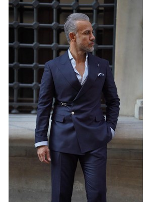 Fc Plus  Yandan Aksesuarlı Premium Lacivert Takım Elbise