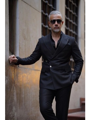 Fc Plus  Yandan Aksesuarlı Premium Siyah Takım Elbise