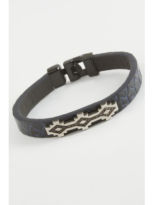 Prativas Şerit Desenli Kaliteli Suni Deri Bileklik