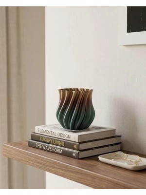 Senka Koyu Metalik Kıvrımlı 3D Vazo Minimal Lüks Ev Ofis Dekoru