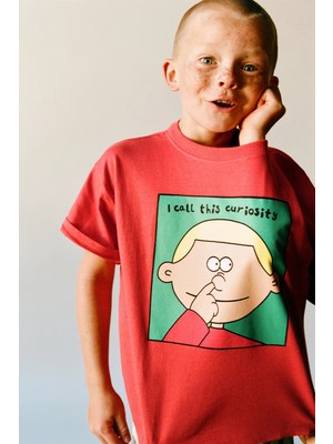 Magu Çocuk Pamuklu Kırmızı Karakter Baskılı T-Shirt Şort Takım