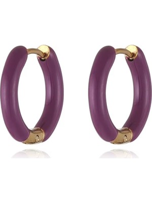 PremiumPort Renkli Mineli Gold Renk Küçük Çelik Halka Küpe, Zarif ve Şık Takı