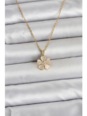 Vice Avm 316L Çelik Zincir Gold Renk Yonca Model Kadın Kolye - TJ-BKO11020118599 Tg-V