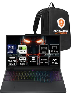 Lenovo Legion 5 Core Ultra 7 255HX RTX 5070 8GB 128GB RAM 256GB SSD 15.1" QHD+ 165Hz Win11 Pro 83F0008BTRP475 Gaming Laptop + Per4 Çanta