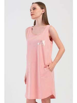 Vienetta Kadın Büyük Beden Geniş Askılı Pembe Tunik C2T6N0704