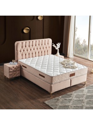 Aspendos Çift Kişilik Ultra Full Ortopedik Yaylı Yatak + Baza + Başlık 3'lü Set