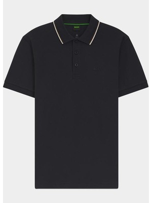 Boss Erkek Normal Kalıp %100 Pamuklu Logo Işlemeli Kısa Kollu Lacivert Polo Yaka T-Shirt 50559365-402