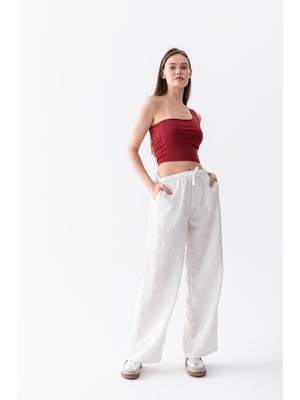 Wega Moda Keten Pantolon Keten Karışımlı Bol Kesim Kadın Pantolon – Rahat Yazlık Günlük Pantolon