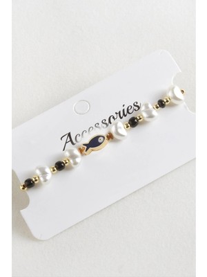 Prativas Balık Inci Boncuk Makrome Ip Bileklik