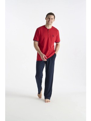 U.s. Polo Assn. 19029 Erkek Kırmızı Kısa Kollu Yuvarlak Yaka Pijama Takımı