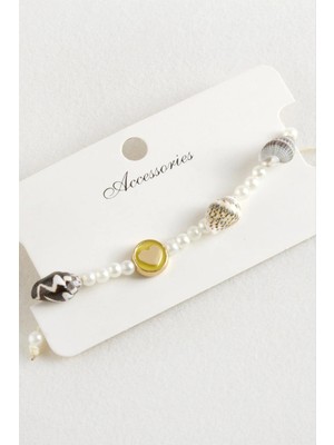 Prativas Deniz Kabuğu Inci Makrome Ip Bileklik