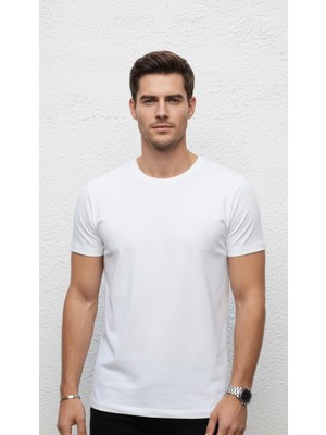 Plus Scorpion Erkek Basic Tişört Likrasız  Pamuklu  Regular Fit Bisiklet Yaka
