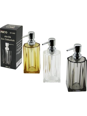 Pileli Store Uzun Kare Taban - Yvrlk Ağız - 4+4=8gen Gövde Şeffaf - Renkli Akrilik - Mika Kristal Sıvı Sabunluk 280ML (4887)