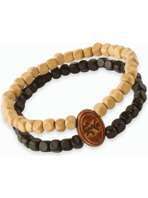 Prativas Oval Bambu Ahşap Bileklik 6 mm