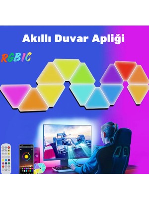 Neeko Triangle Rgbıc Üçgen Duvar Apliği Telefon ve Kumanda Kontrollü Özelleştirilebilir 12 Parça