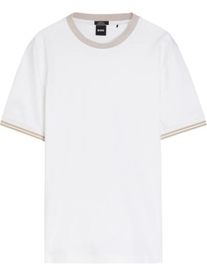Boss Erkek Pamuklu Bisiklet Yaka Kısa Kollu Beyaz T-Shirt 50559667-100