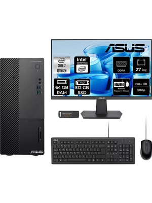 Asus Expertcenter D500ME i7 13700 64GB RAM 512GB SSD 27" FHD FreeDOS D500000I713700P793 Masaüstü Bilgisayar + Per4 USB