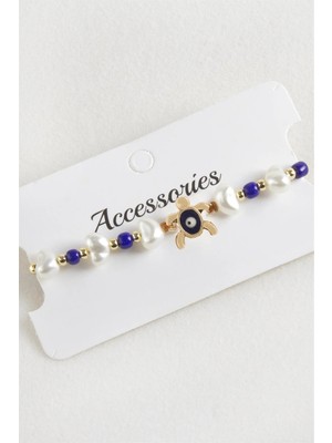 Prativas Kaplumbağa Boncuk Inci Makrome Ip Bileklik