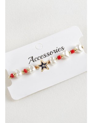 Prativas Deniz Yıldızı Boncuk Inci Makrome Ip Bileklik