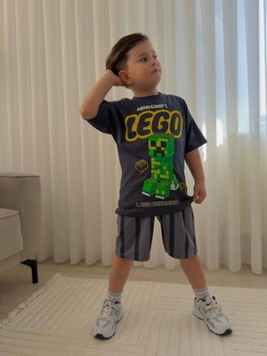 Jeliboom Minecraft LEGO Ön Arka Baskılı Şort Takım