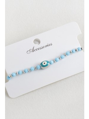 Prativas Oval Nazar Kristal Makrome Ip Bileklik 1 cm