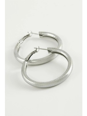 Prativas Çizgili Boru Halka Küpe 3,5 cm