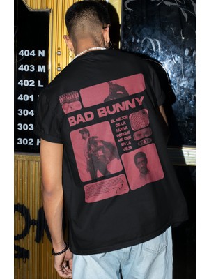 Sevbano Bad Bunny Rapper Şarkıcı Sırt Baskılı Unisex Oversize Tişört