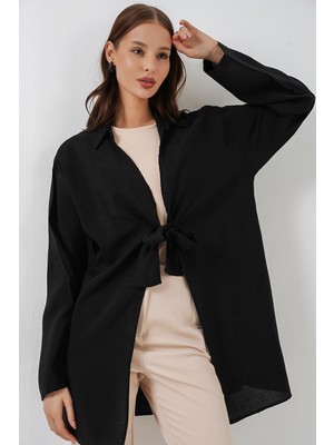 Bigdart Kadın Salaş Bağcıklı Kimono 5981 - Siyah
