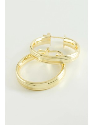 Prativas Çizgili Halka Küpe 3 cm