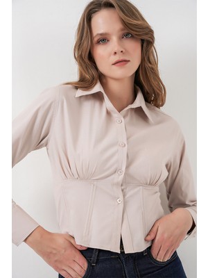 Bigdart 20231 Slim Fit Poplin Gömlek - Krem