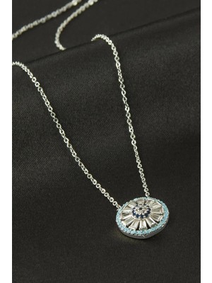 Prativas Yuvarlak Nazar Zirkon Taşlı Kolye