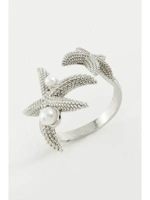 Prativas Deniz Yıldızı Inci Metal Yüzük