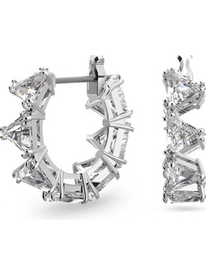 PremiumPort Shiny White Mini Hoop Triangle Earrings – Rhodium Finish, Elegant And Stylish