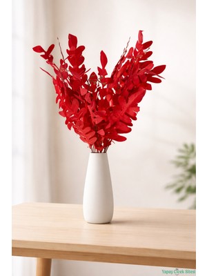 Yapay Çiçek Sitesi Yapay Eğrelti Ara Dal 50 cm Kızıl