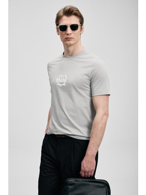 Lufian Thınk Modern Grafik T- Shirt Siyah