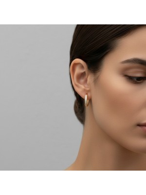 PremiumPort Glow Gold Kaplama Taş Detaylı Vip Şık Küpe, Günlük Kullanım Için Harika