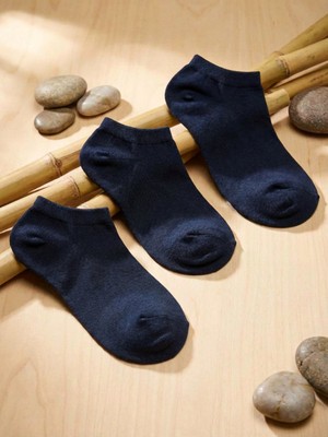 Melce Çorap 3'lü Erkek Bambu Dikişsiz Patik Çorap - Lacivert Konfor Seti