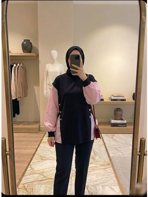 Azram Fashion Kadın Gömlek ve Düğme Detaylı Tesettür Tunik