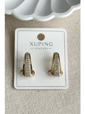 PremiumPort Şık 14K Taşlı V Kadın Küpe, Zarif ve Dayanıklı Takı Seçeneği