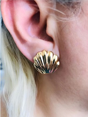 PremiumPort Gold Renk Deniz Kabuğu Midye Küpe, Şık ve Zarif Takı Alternatifi